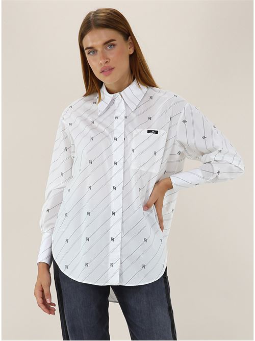 Printed poplin shirt with logo label ELISABETTA FRANCHI | CA06746E2.221